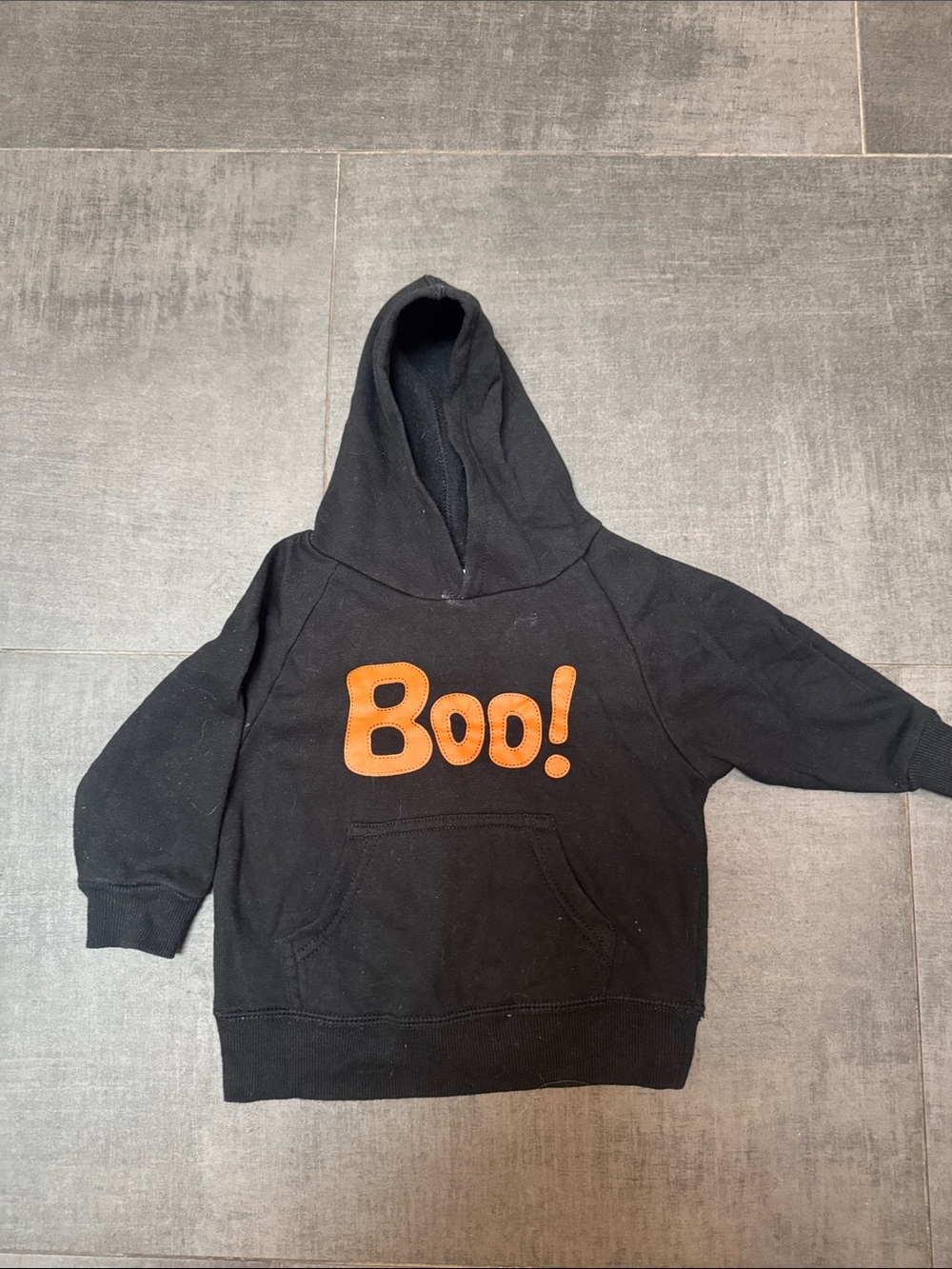 Gymboree Black Hoodie with Orange "Boo!" Graphic